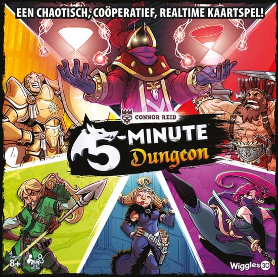 Doos van kaartspel 5 Minute Dungeon coöperatief spel voor kinderen.