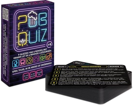 Doos van Pubquiz #4 (over 2025!); 9x pubquiz van 6 rondes