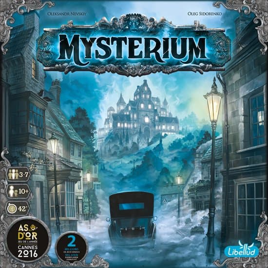 Doos van bordspel Mysterium detective spel voor 3-7 spelers.