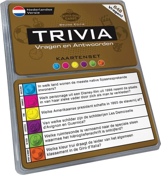 Doos van Triviant Vragen Aanvulset, Pubquiz, 648 Vraag en Antwoorden