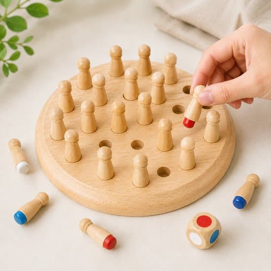 Doos van Houten Geheugenspel met Kleurendobbelsteen